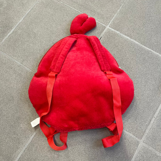 Angry Birds 2010s Red Bird Backpack is a small backpack shaped like Red, the iconic Angry Birds character. It features an angry facial expression with a three-dimensional beak and feather details, along with adjustable red shoulder straps. The interior includes official Angry Birds 2011 licensing.
