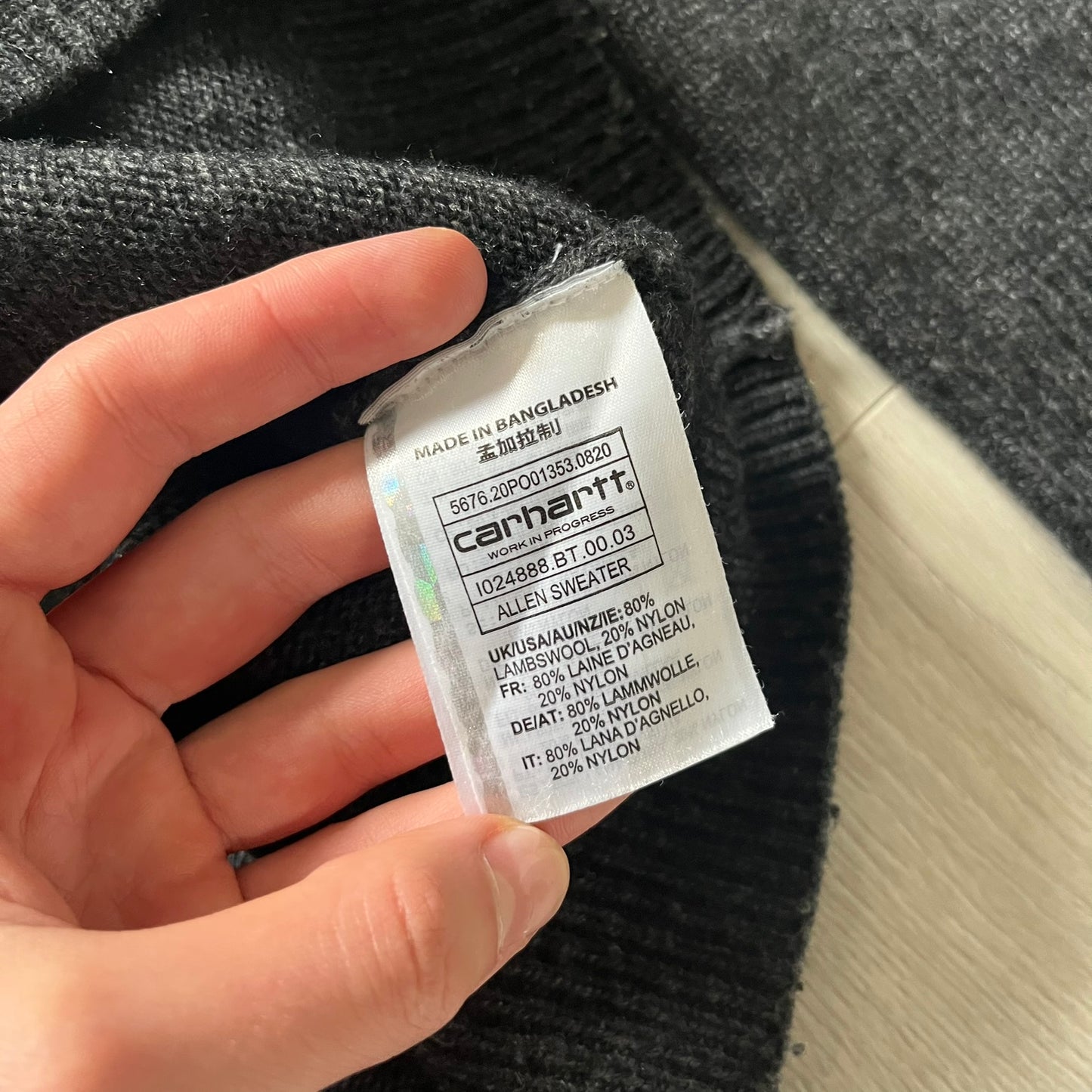 The Carhartt WIP Allen Sweater blends function and refinement in a dark gray wool–nylon knit. Midweight with ribbed details at the neck, cuffs, and hem, it ensures warmth and flexibility. A classic, durable knit that captures the minimal craftsmanship of Carhartt WIP.