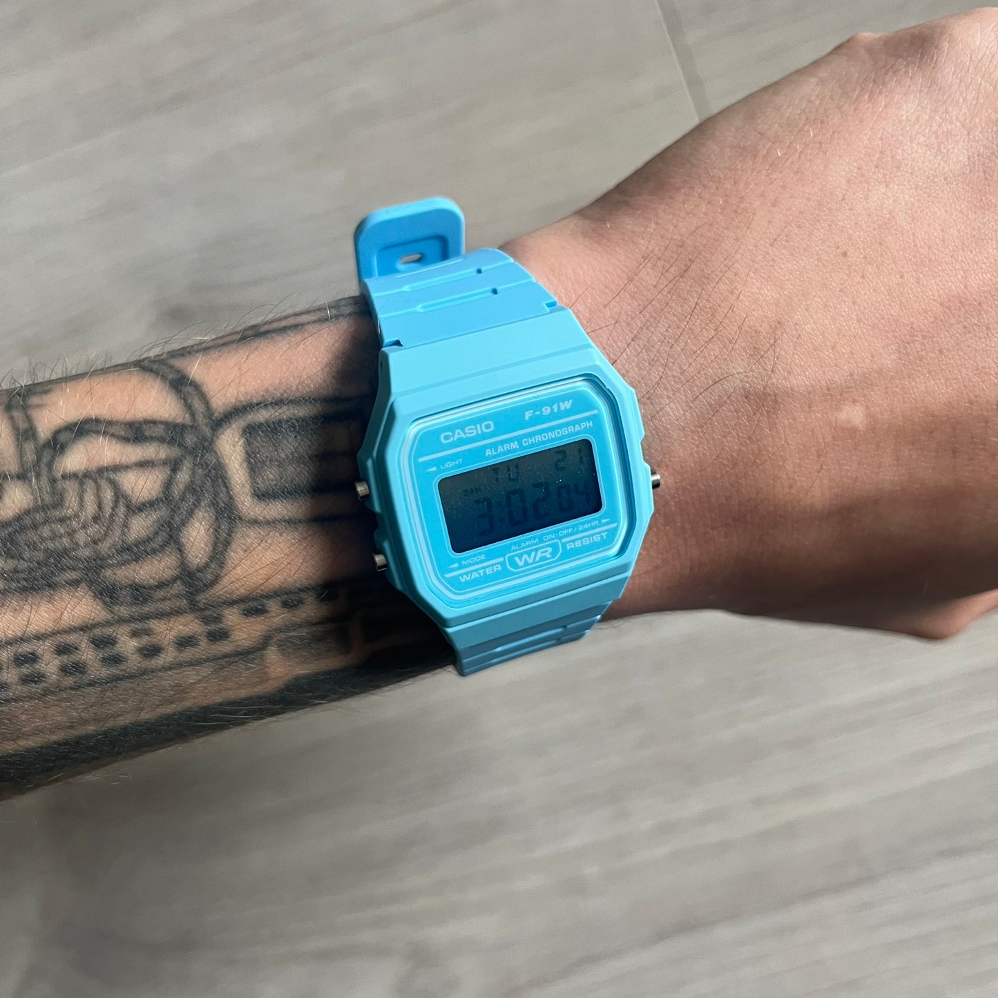 Casio F-91W "Blue Moon" Baby Blue Digital Watch