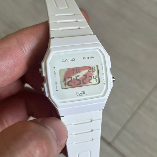 Casio F-91W "Kiss Me" Red & White Digital Watch