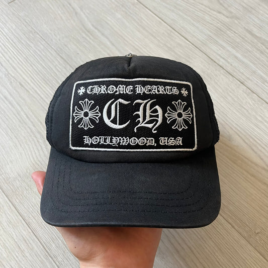 Chrome Hearts CH Hollywood Trucker Hat Black