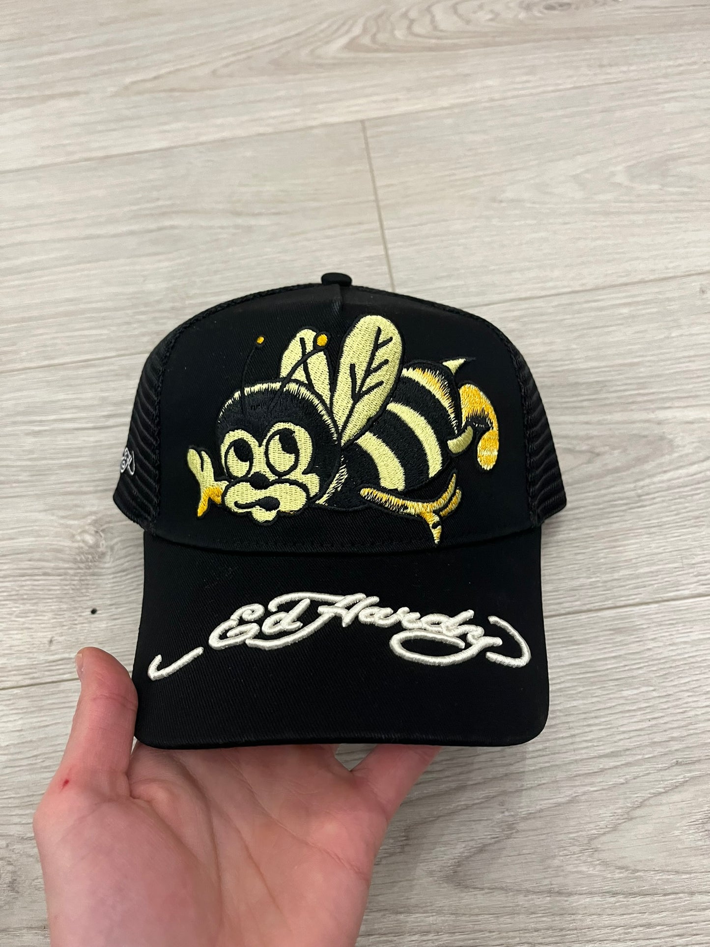ed hardy ed-busy-bee twill front mesh trucker hat