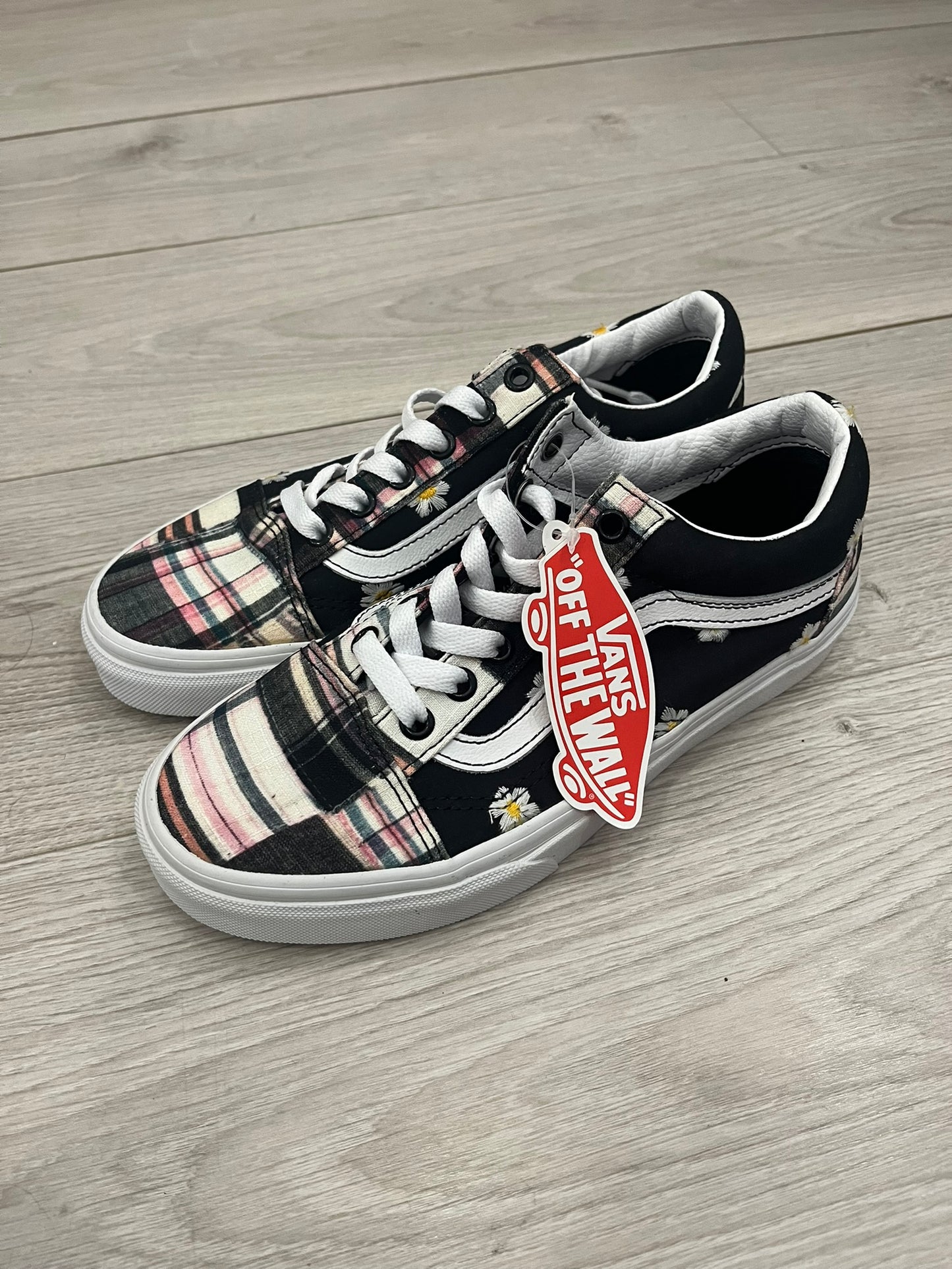 vans old skool floral plaid patchwork