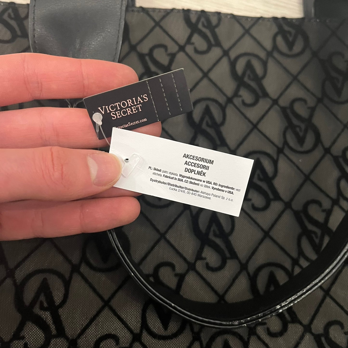 victoria's secret logo mesh tote