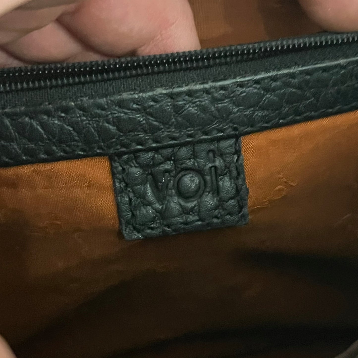 black leather handbag