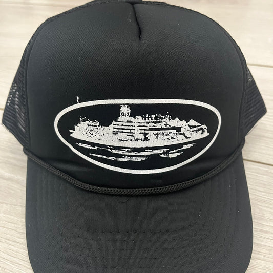 corteiz alcatraz trucker hat black