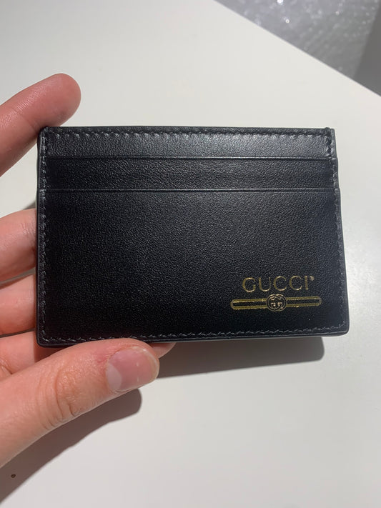 gucci gold logo cardholder