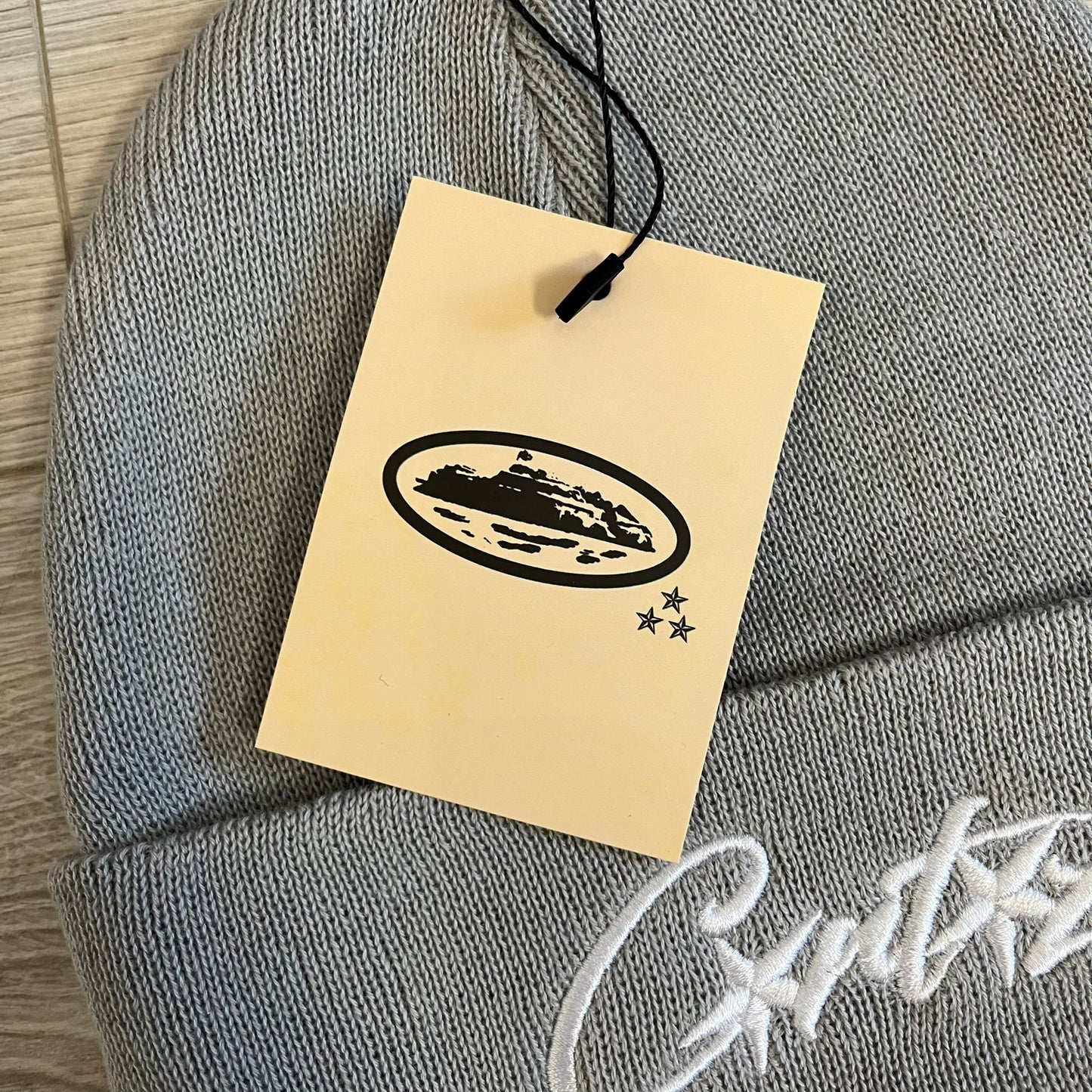 corteiz allstarz folded beanie gray