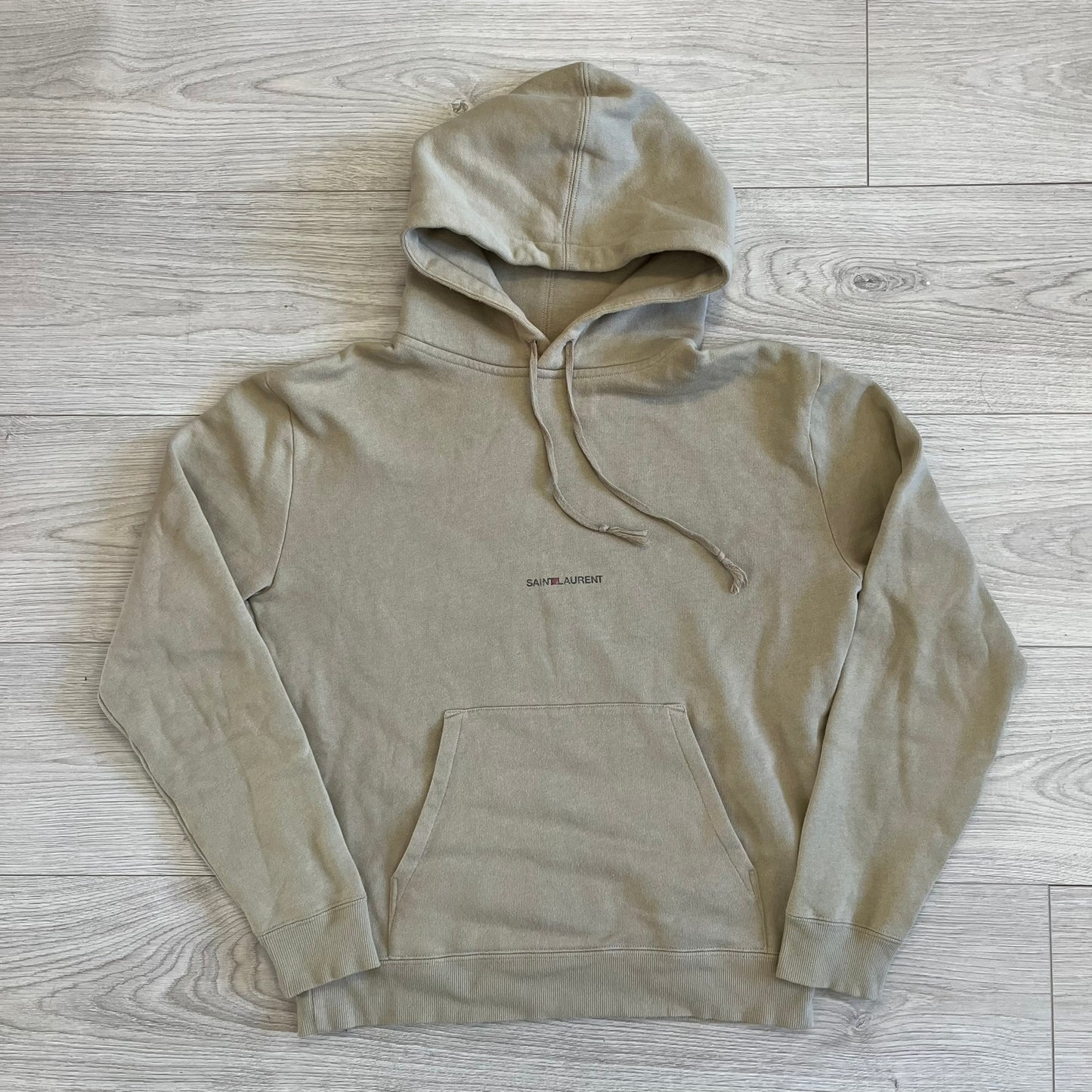 saint laurent small logo hoodie beige