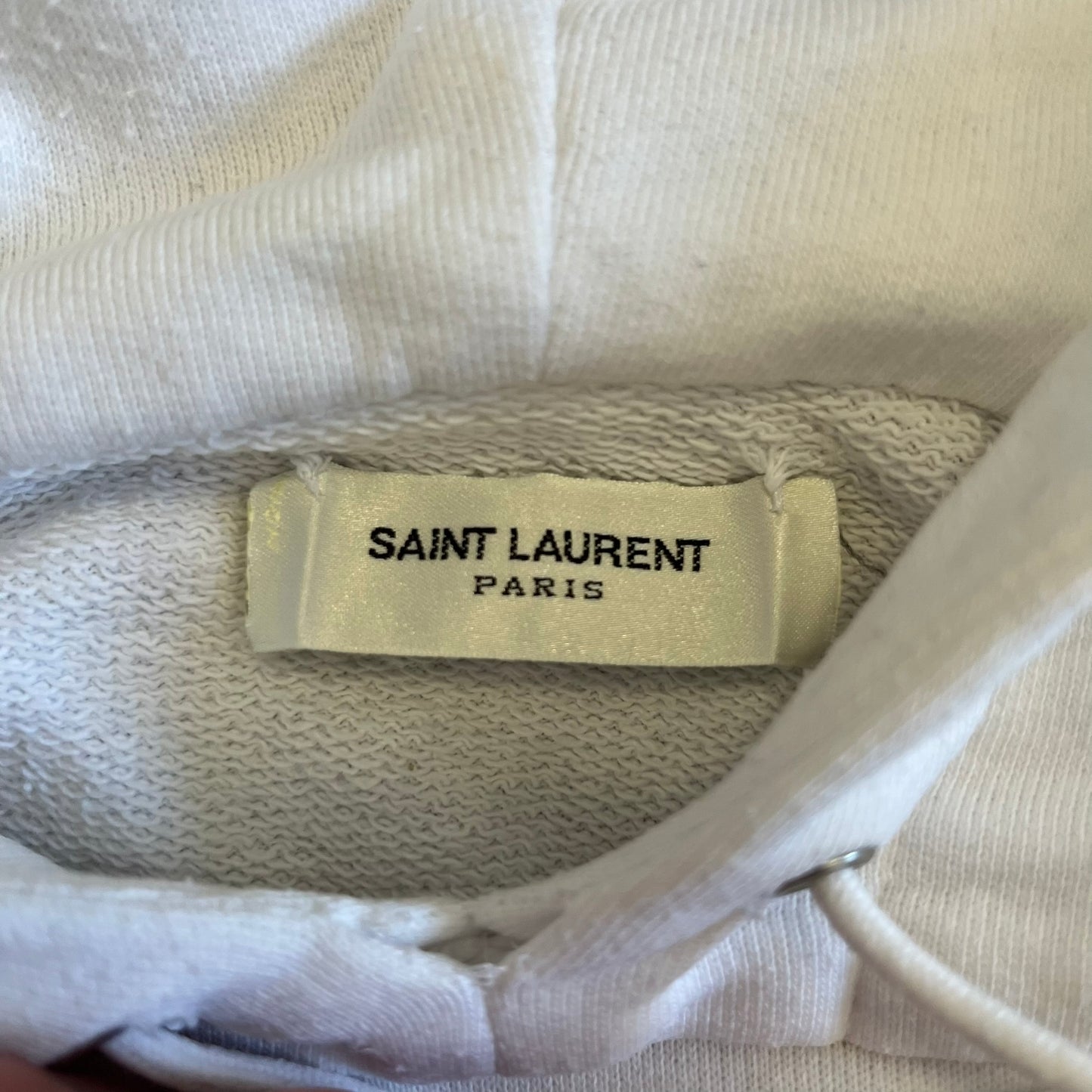 saint laurent small logo hoodie white