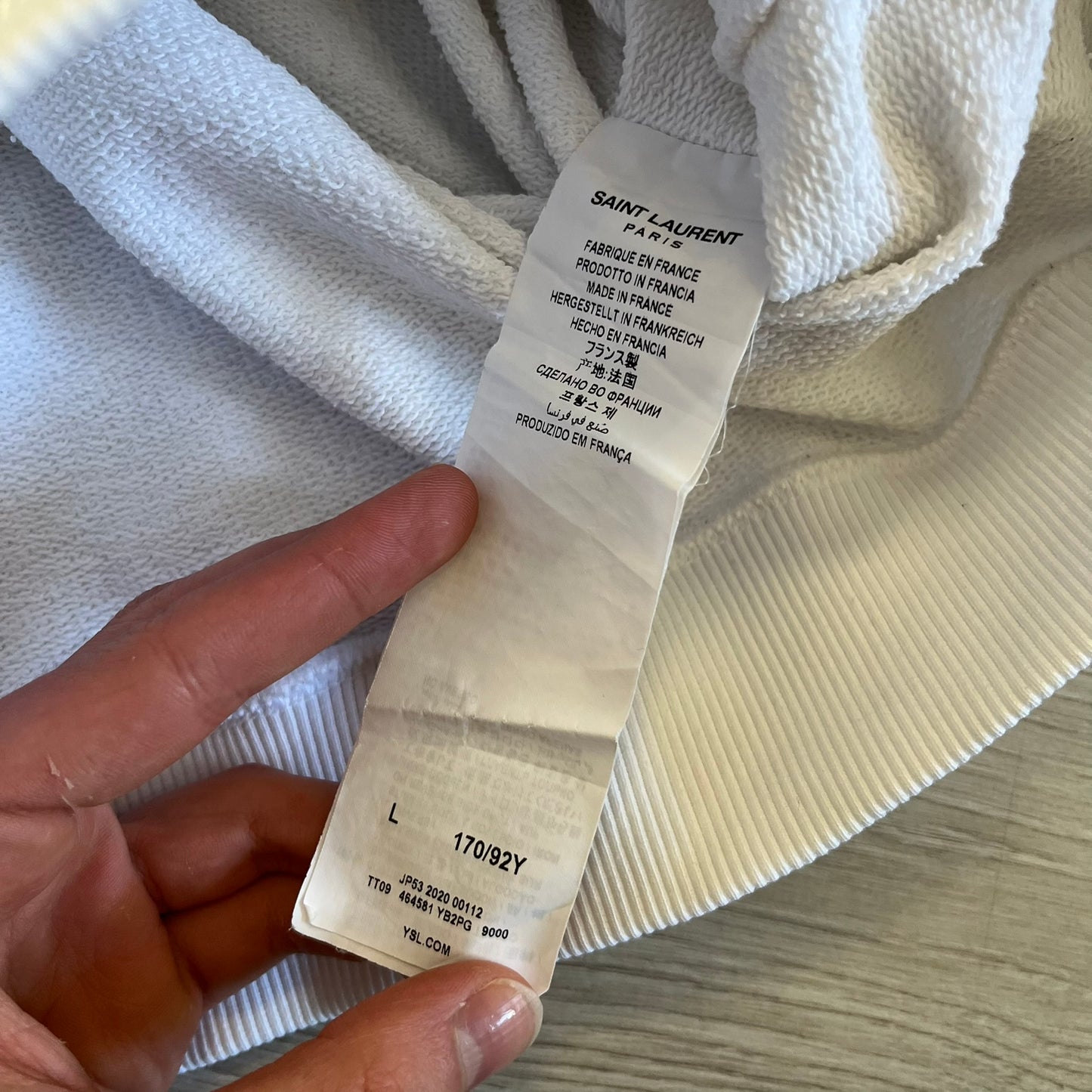 saint laurent small logo hoodie white