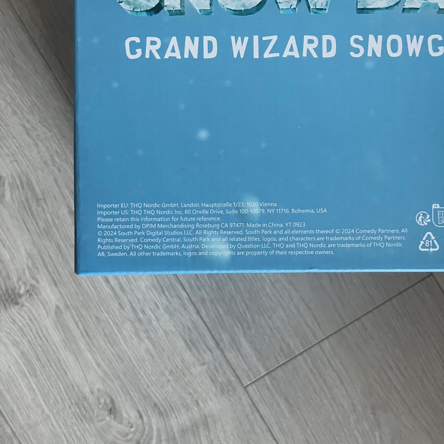 Exclusive South Park Snow Day Grand Wizard Cartman Snowglobe. Showcases Cartman in full wizard attire within a globe packed with dense snow for a humorous effect, making Cartman almost disappear beneath the flakes. Officially licensed piece with 2024 Comedy Partners text on the base.