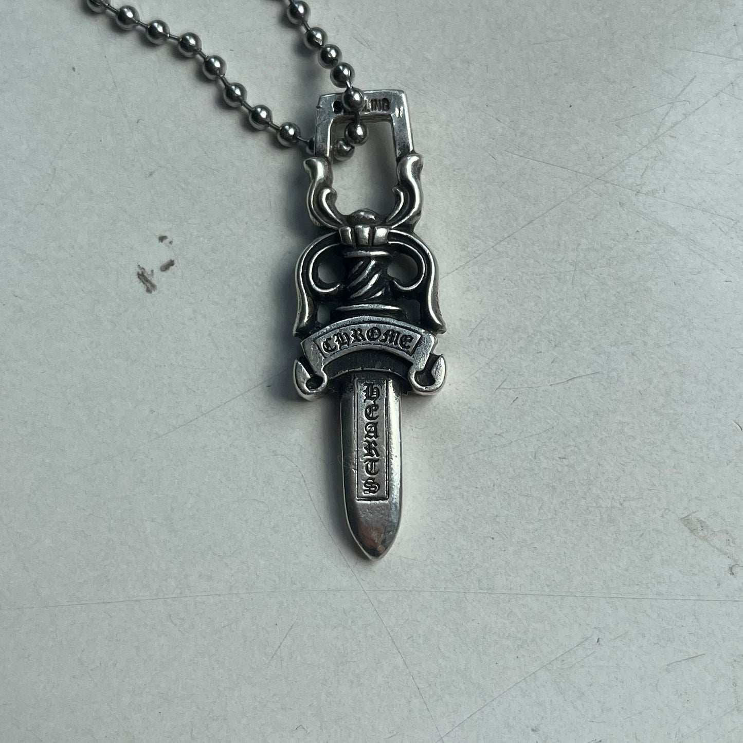 chrome hearts dagger #10 zipper silver ball necklace