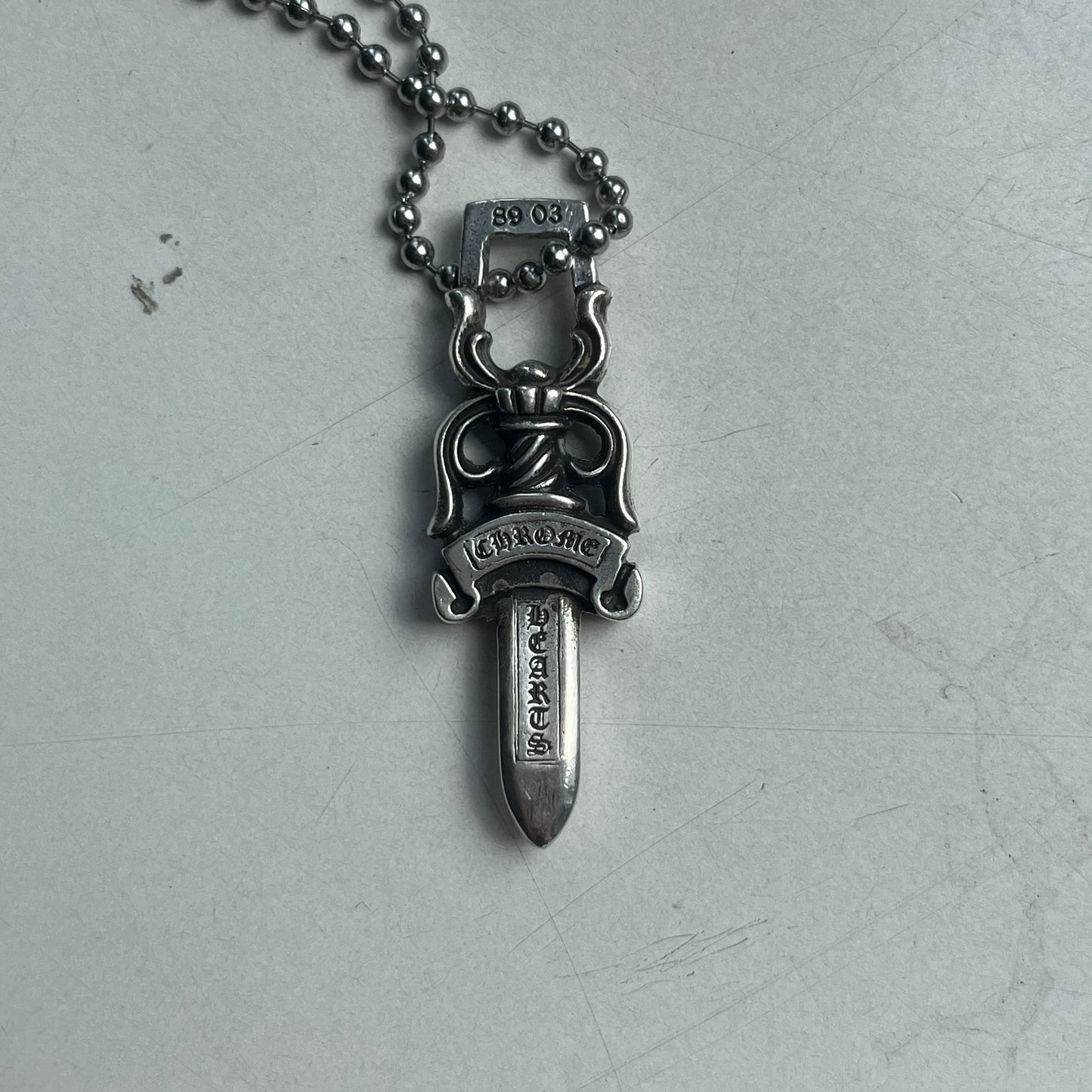 chrome hearts dagger #10 zipper silver ball necklace