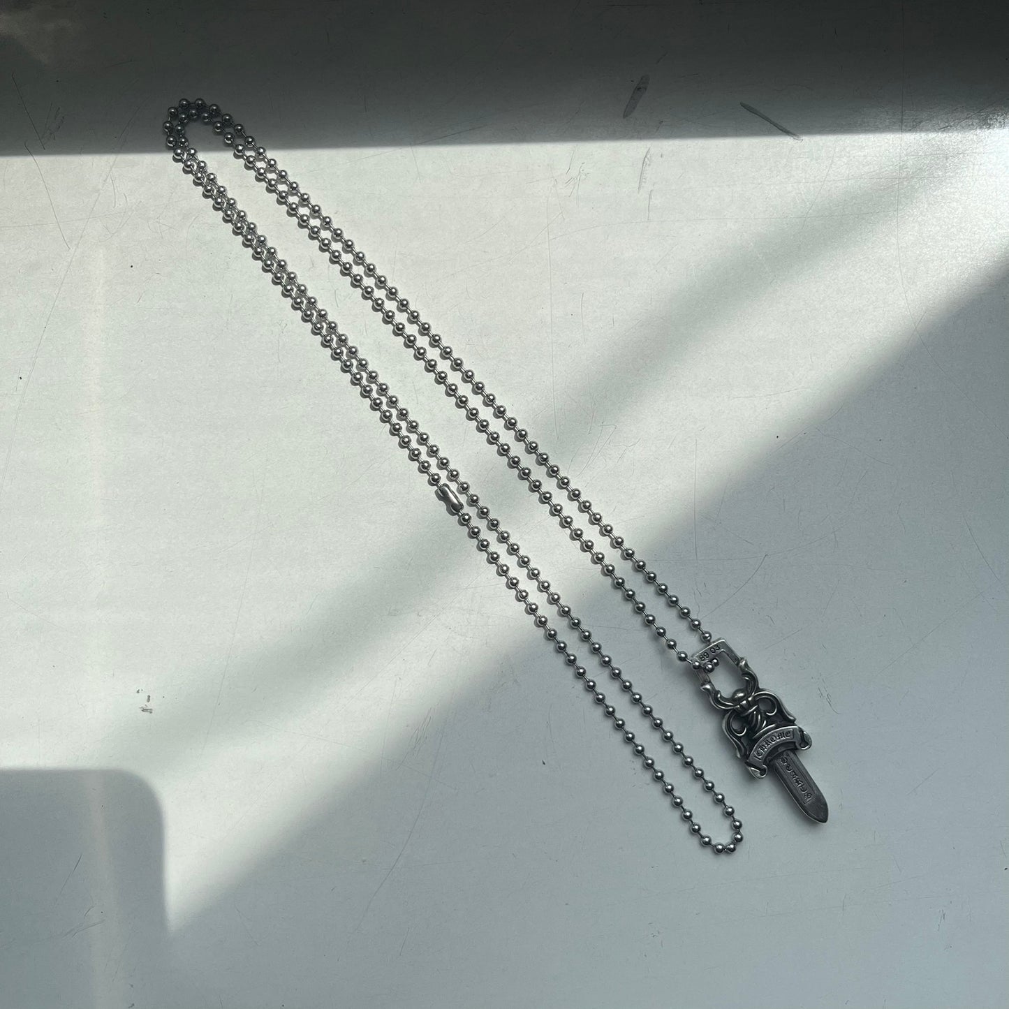 chrome hearts dagger #10 zipper silver ball necklace