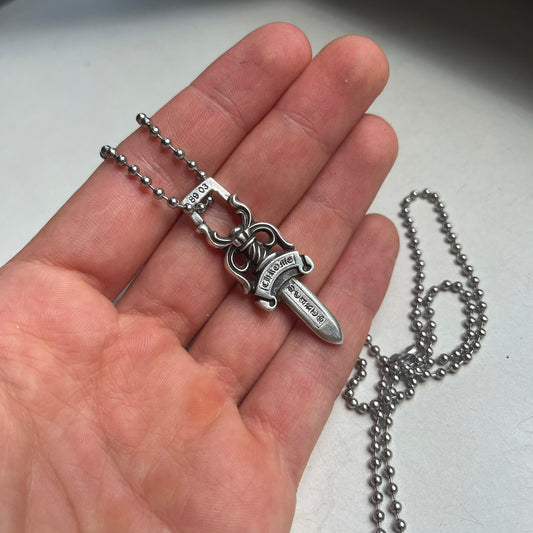 chrome hearts dagger #10 zipper silver ball necklace