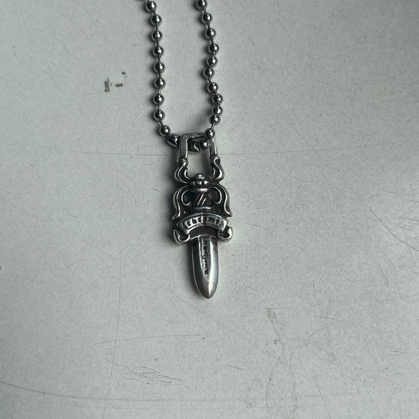 chrome hearts dagger zipper silver ball necklace