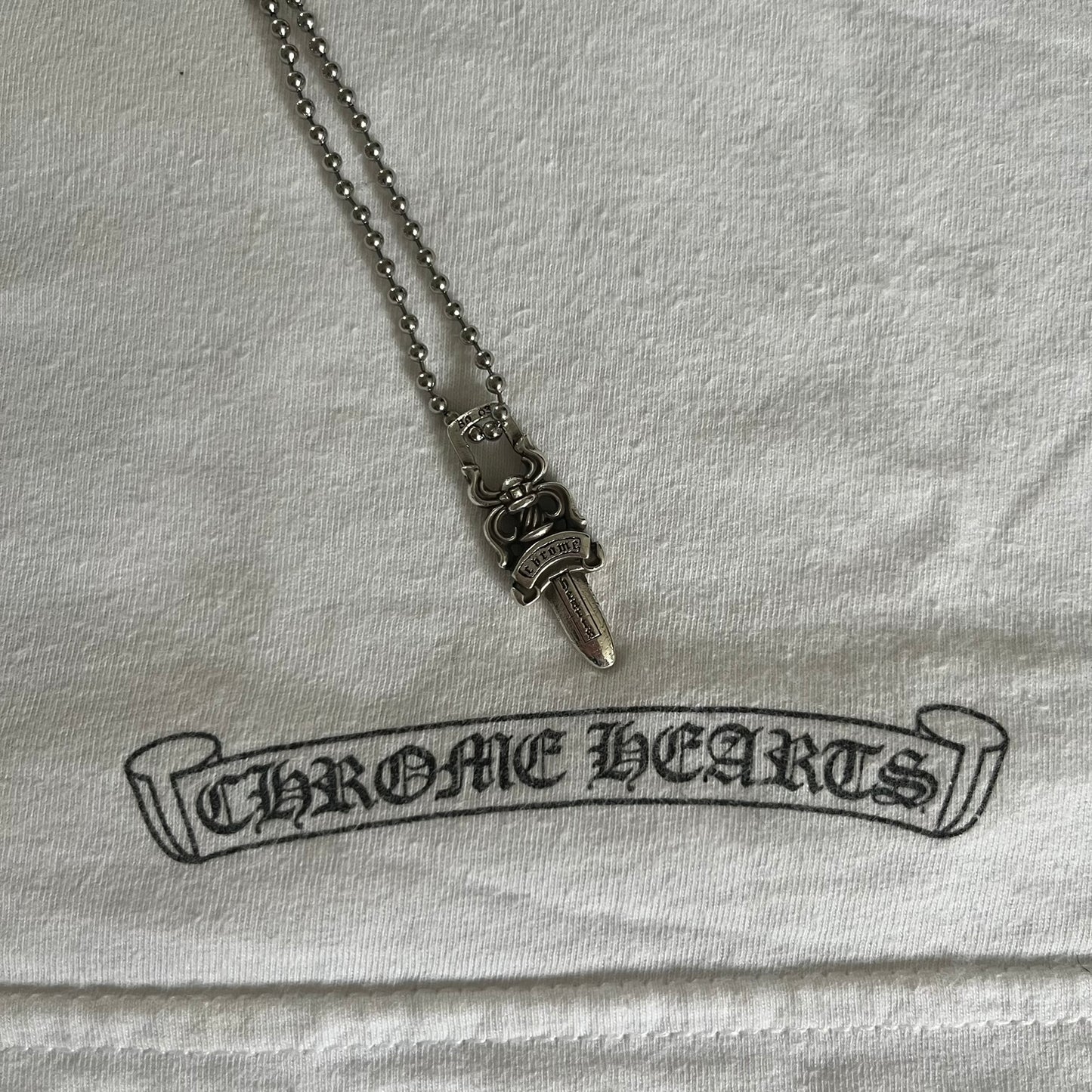 chrome hearts dagger zipper silver ball necklace clear