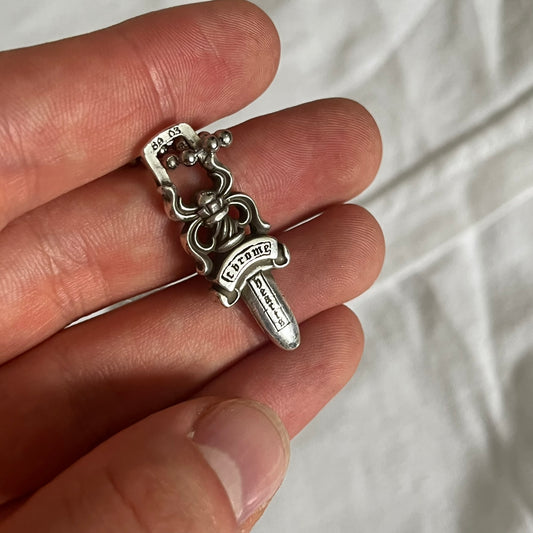 chrome hearts dagger zipper silver ball necklace clear