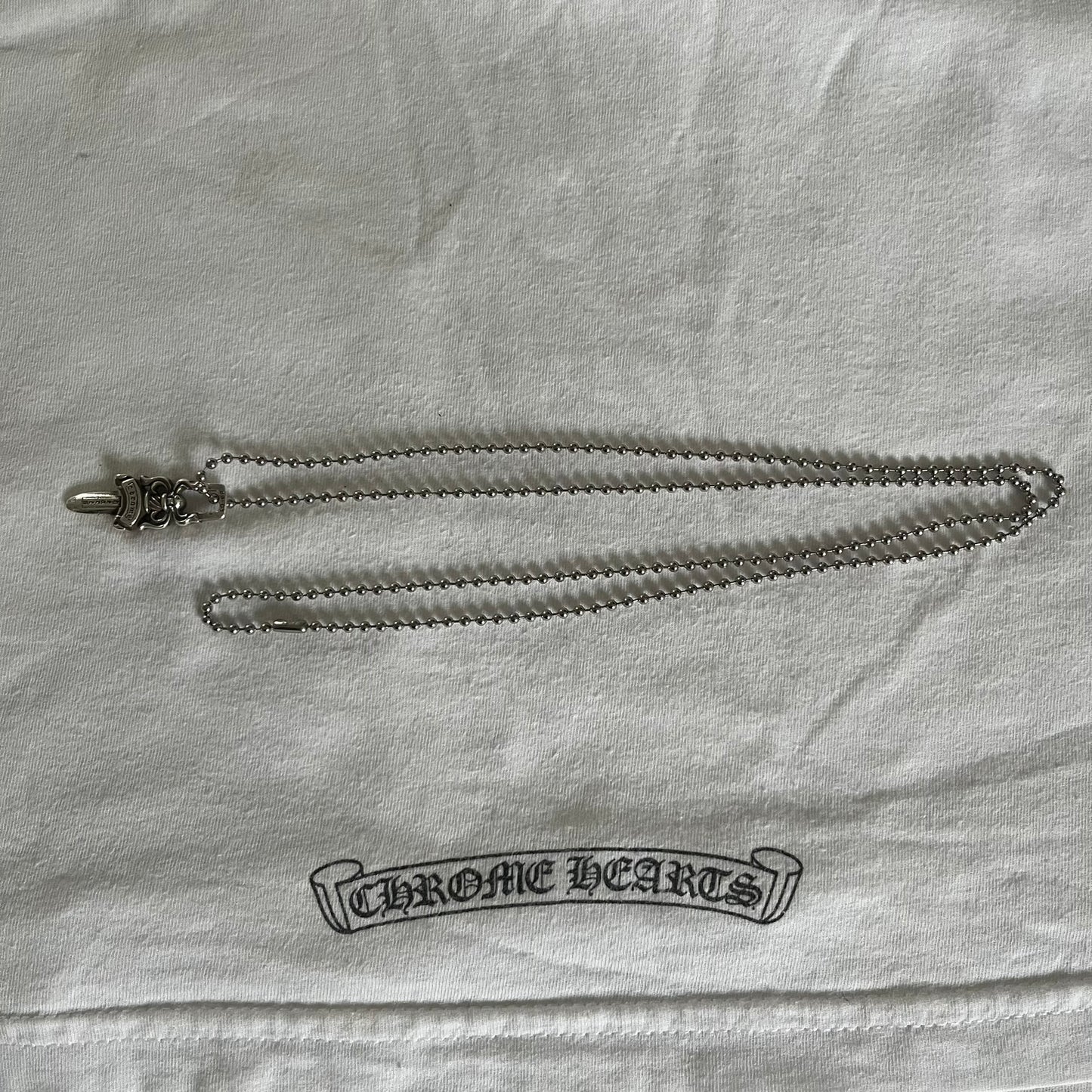 chrome hearts dagger zipper silver ball necklace clear