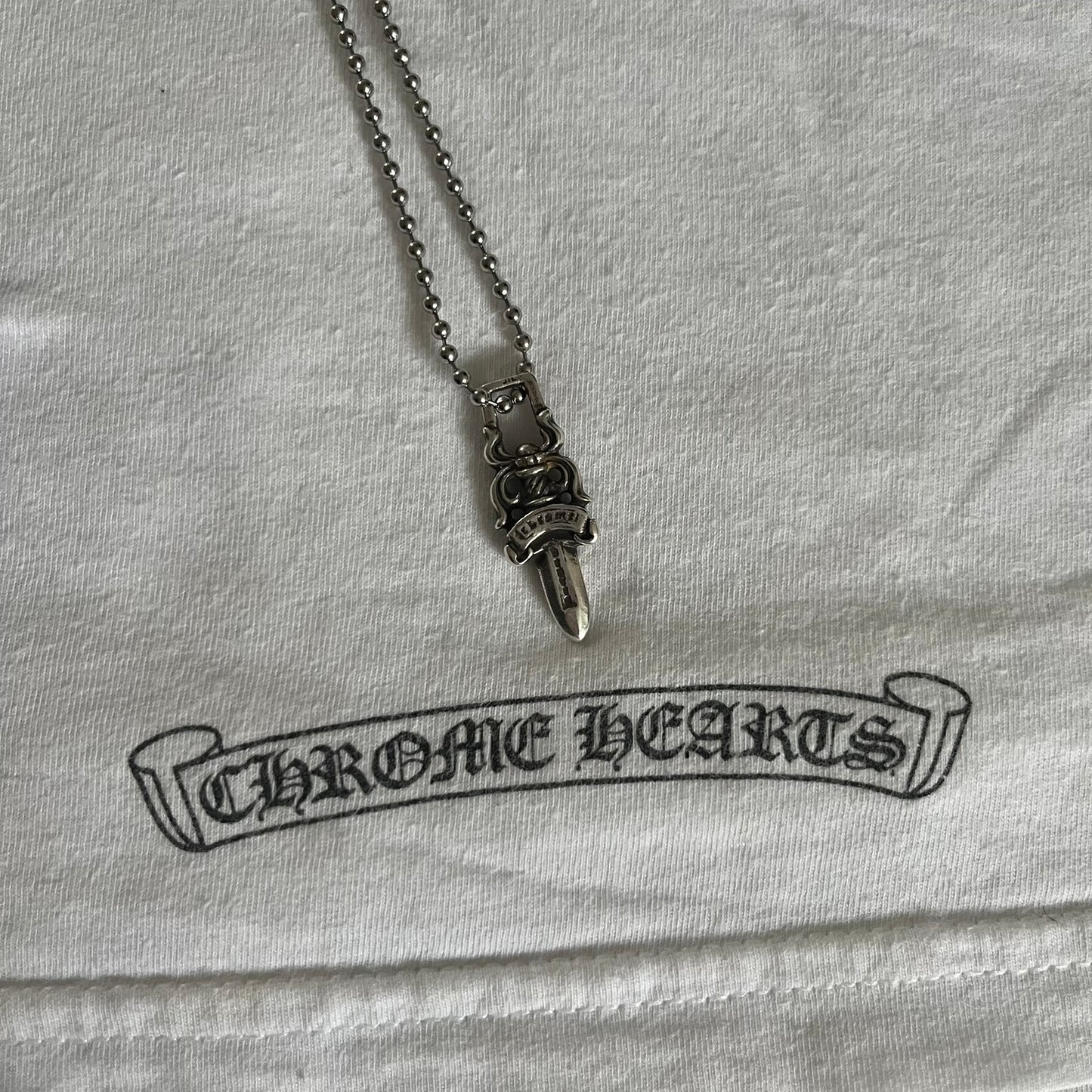 chrome hearts dagger zipper silver ball necklace used
