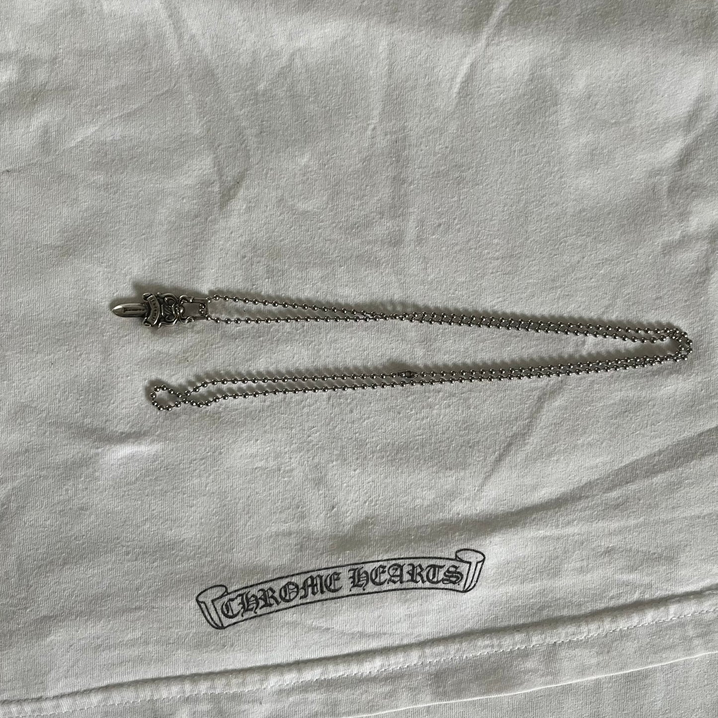 chrome hearts dagger zipper silver ball necklace used
