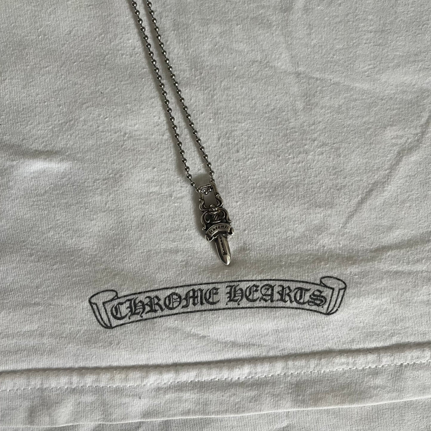 chrome hearts dagger zipper silver ball necklace used