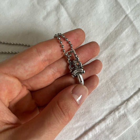 chrome hearts dagger zipper silver ball necklace used