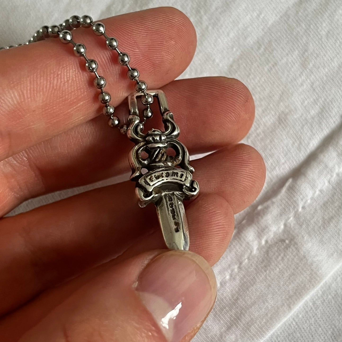 chrome hearts dagger zipper silver ball necklace used