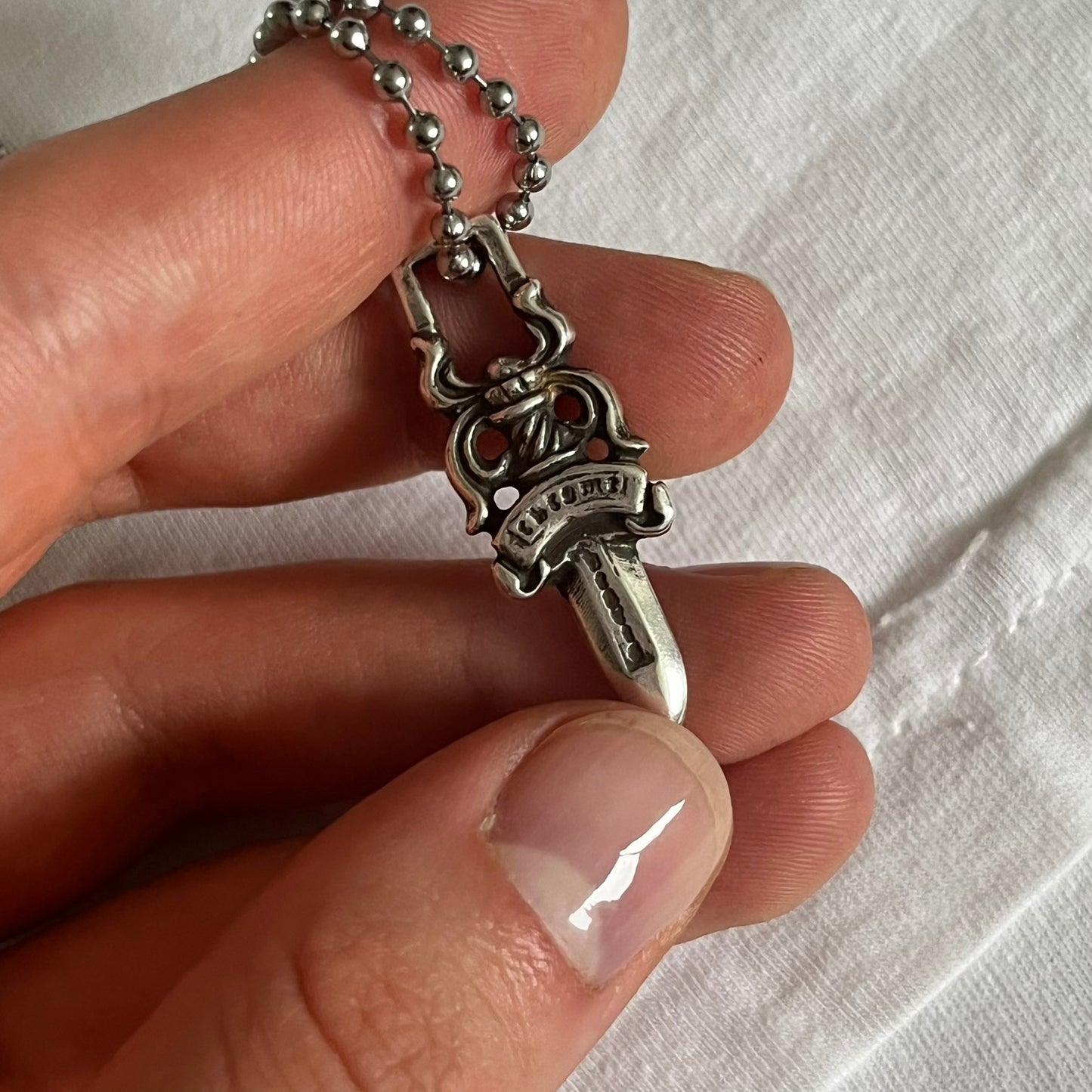 chrome hearts dagger zipper silver ball necklace used