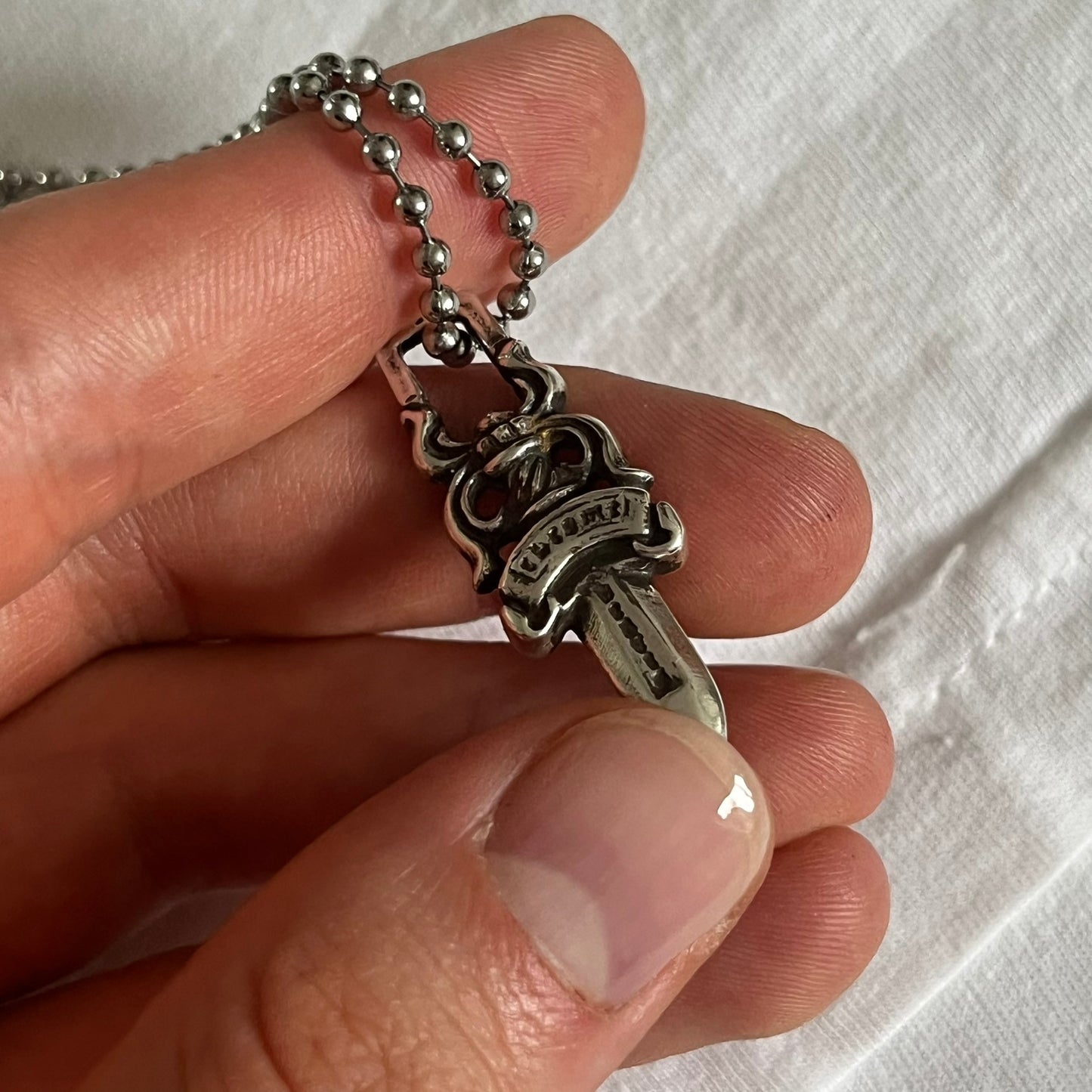 chrome hearts dagger zipper silver ball necklace used