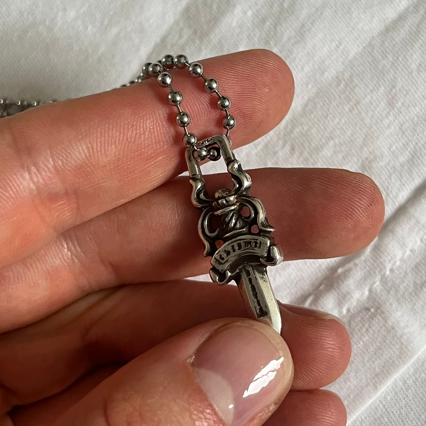 chrome hearts dagger zipper silver ball necklace used