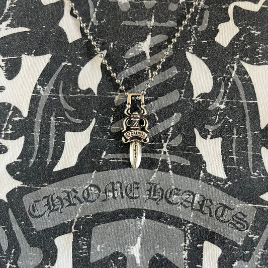 chrome hearts dagger zipper silver ball necklace