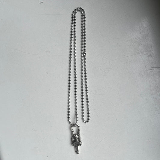 chrome hearts dagger zip up silver ball necklace