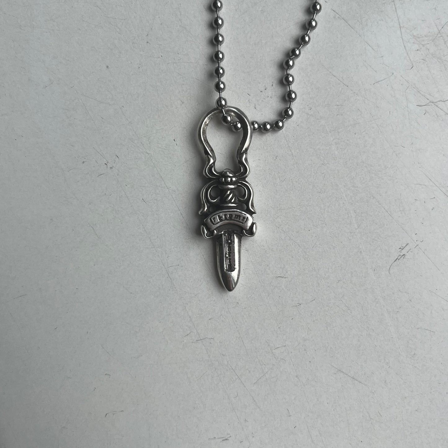 chrome hearts dagger zip up silver ball necklace