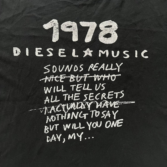 Black t-shirt with white text featuring the year '1978' and the word 'Diesel'.