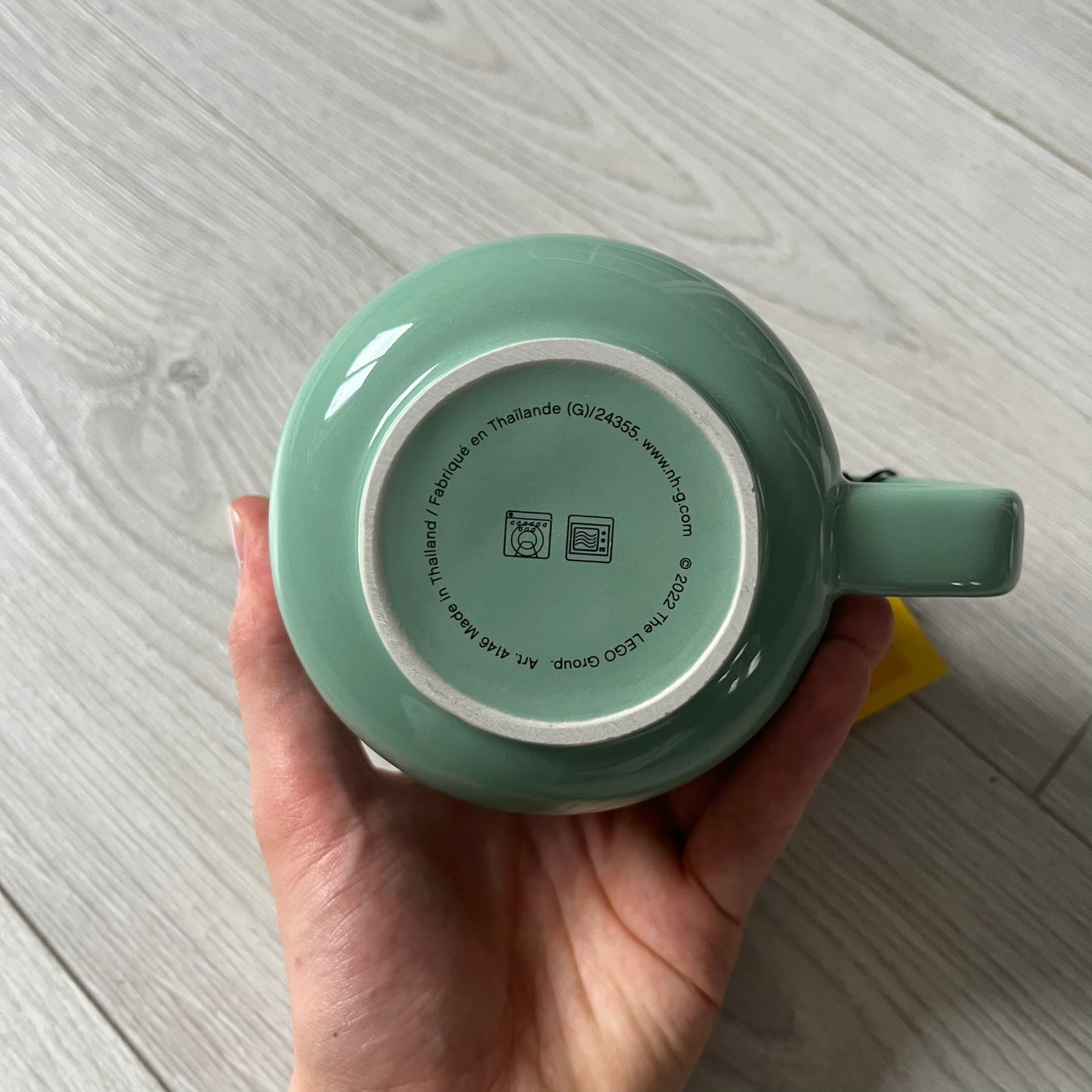 large lego green skeleton ceramic mug