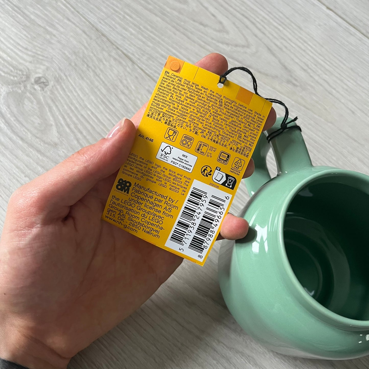 large lego green skeleton ceramic mug