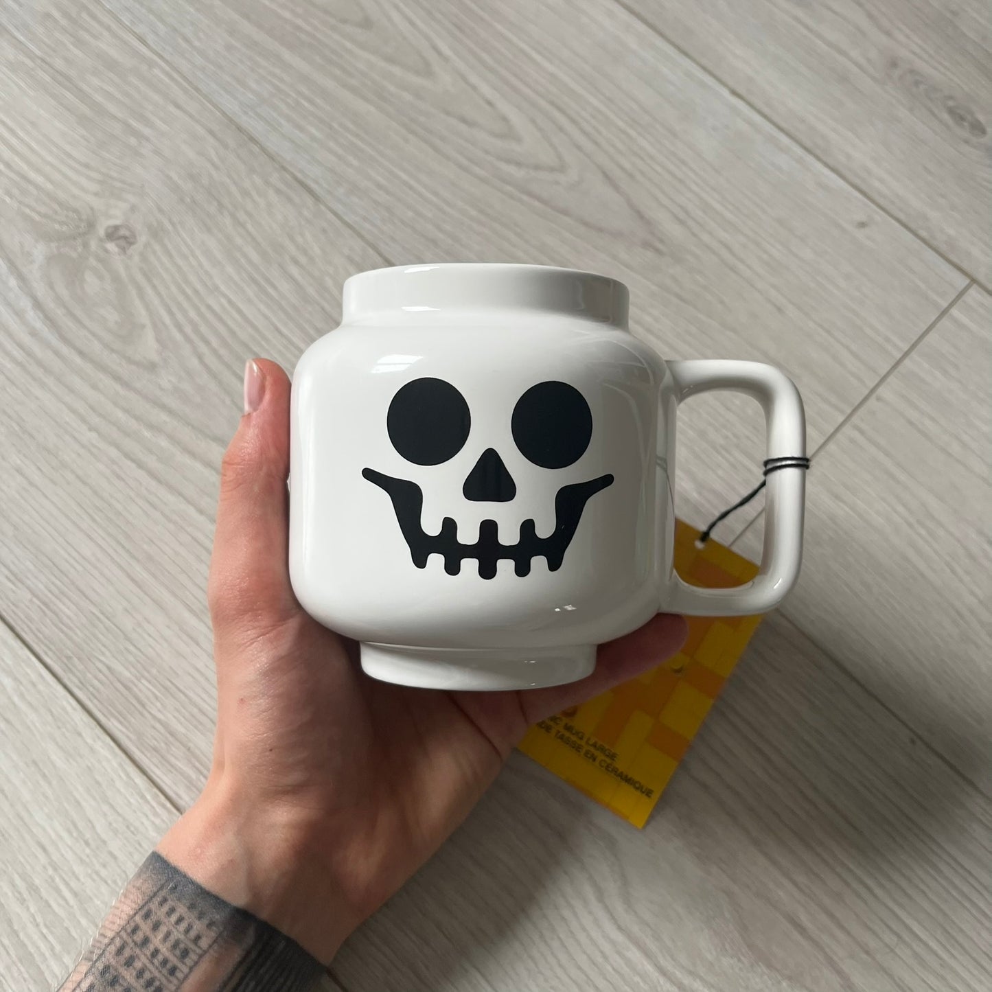 large lego skeleton ceramic mug