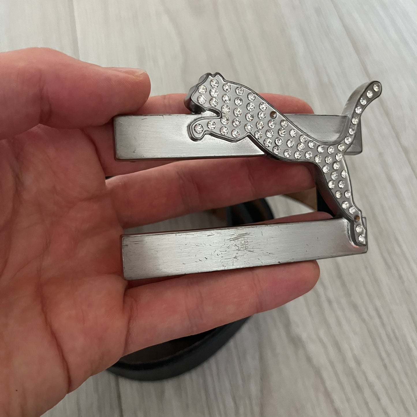 puma rhinestone leather belt