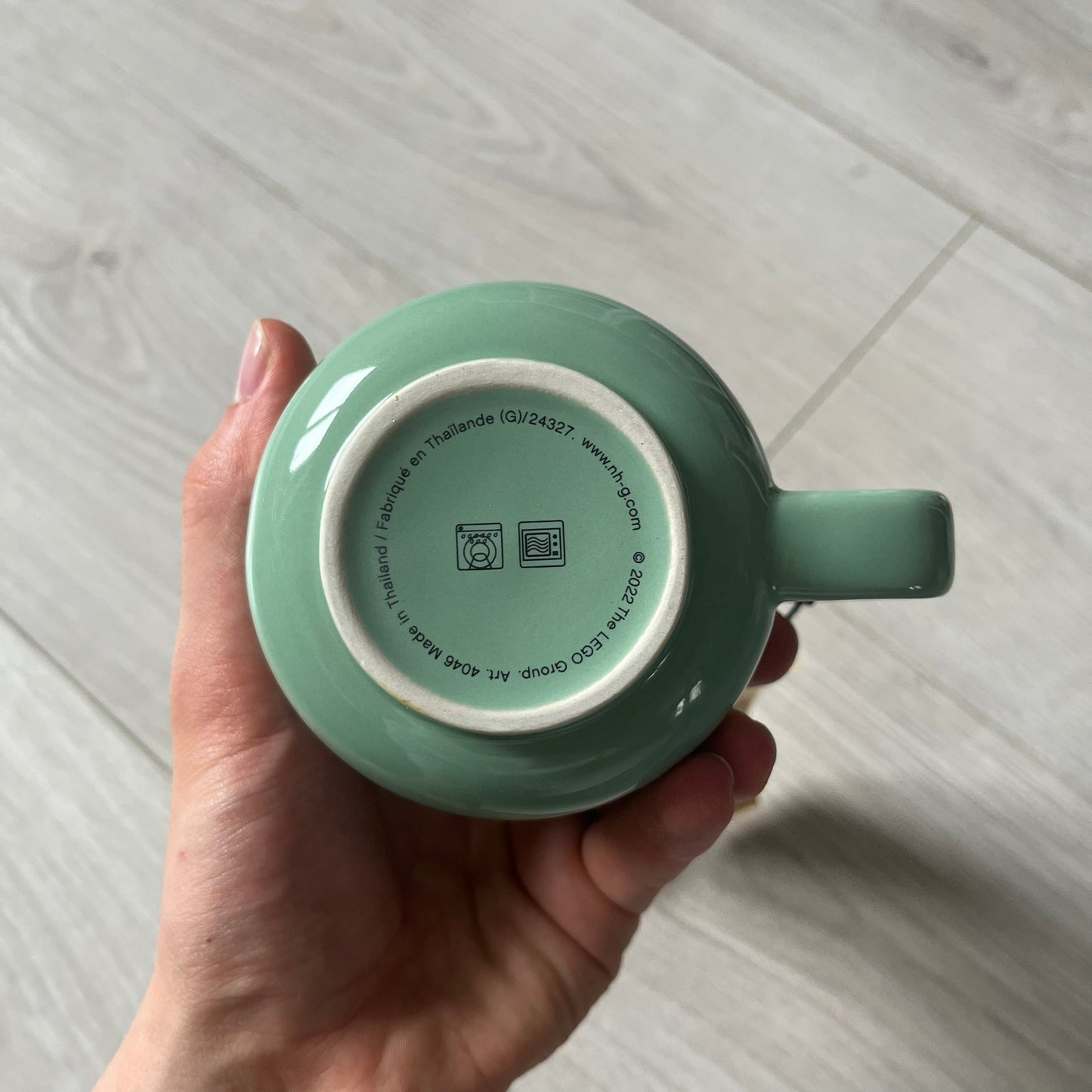 small lego green skeleton ceramic mug