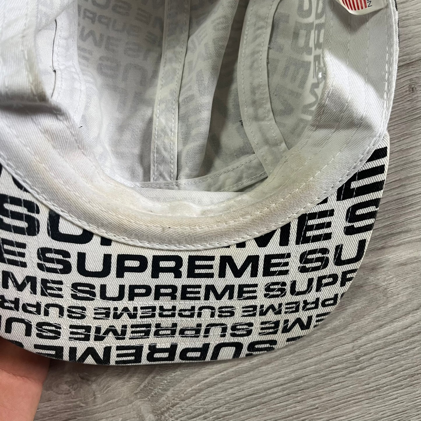 supreme repeater camp cap white