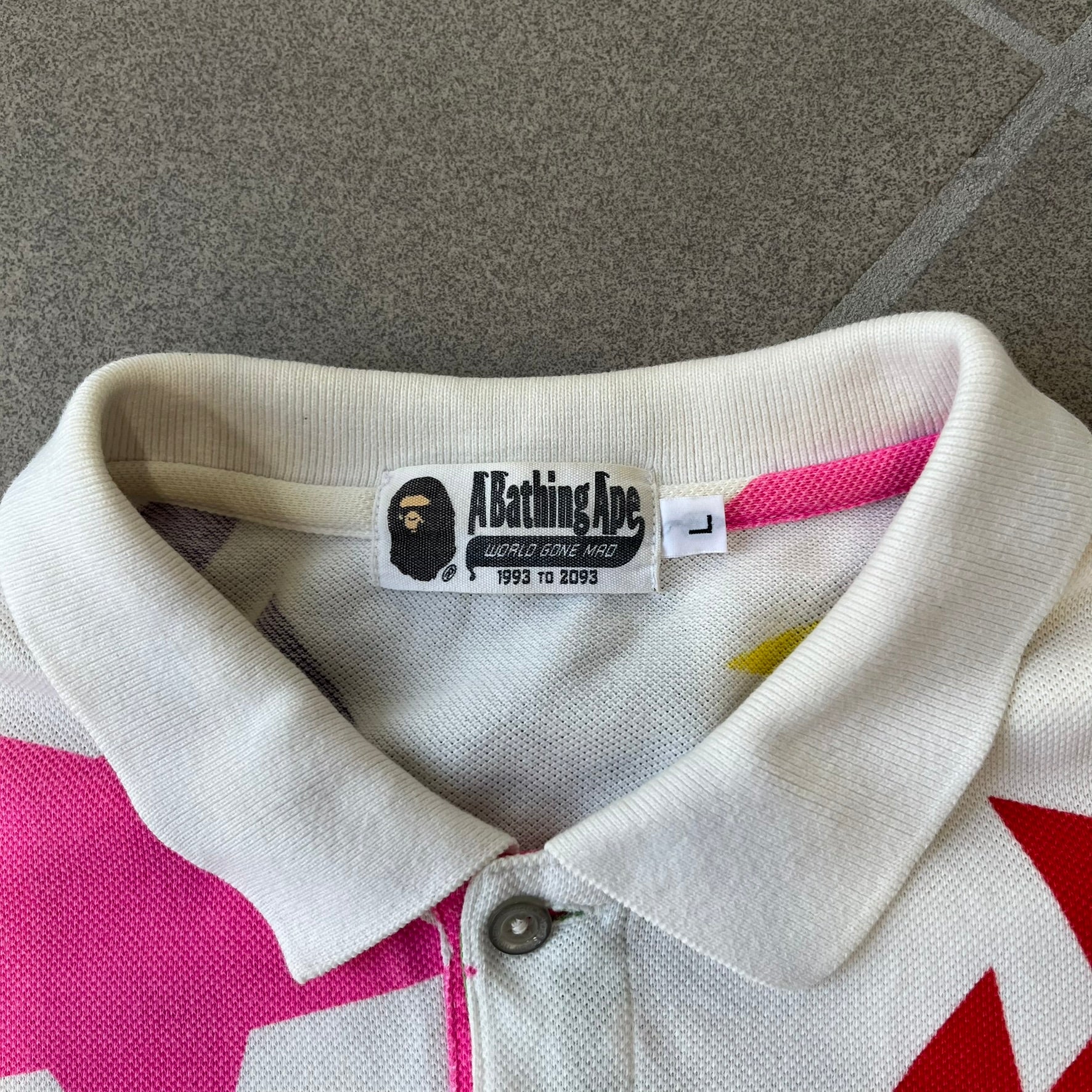 y2k❤️ A BATHING APE ボーダー マイロ ロゴ ポロシャツ A Bathing Ape 2014 Milo Multicolor Sta Polo – único13