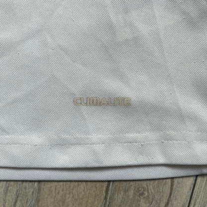 AC Milan x Dolce &amp; Gabbana 2009/10 Training Tee is a white football shirt with red ended short sleeves. The chest features AC Milan and Adidas logos on the sides, and a D&amp;G Dolce &amp; Gabbana Junior logo in the center. Made with Climalite technology, it is designed for performance wear.
