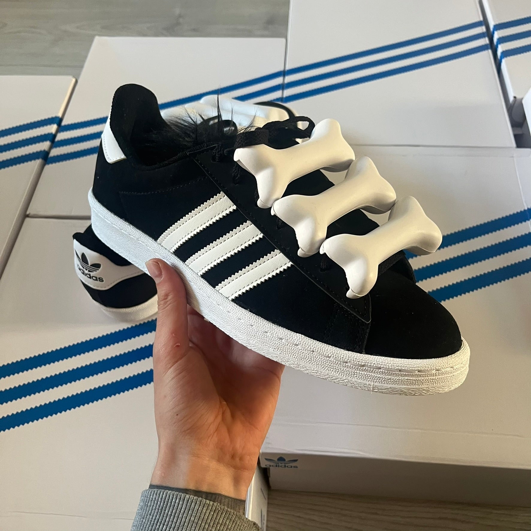 Adidas Campus 80s Jeremy Scott Bones Black Sneakers nico13 Adidas Campus 80s Jeremy Scott Bones Black Sneakers nico13