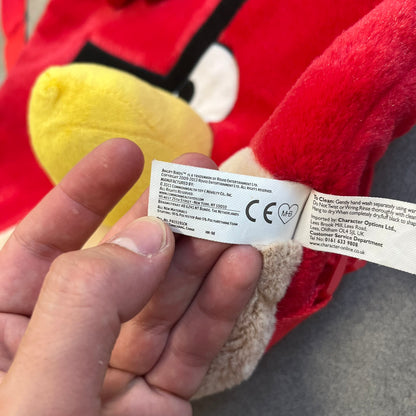 Angry Birds 2010s Red Bird Backpack is a small backpack shaped like Red, the iconic Angry Birds character. It features an angry facial expression with a three-dimensional beak and feather details, along with adjustable red shoulder straps. The interior includes official Angry Birds 2011 licensing.
