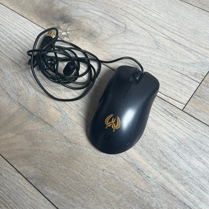 BenQ Zowie EC1-B CS:GO Special Edition Gaming Mouse is a wired ergonomic mouse designed for right-handed users, featuring a PixArt 3360 optical sensor with adjustable DPI settings. The black casing includes a CS:GO Guardian graphic, with a 1000 Hz polling rate, five buttons, and a scroll wheel for precise control. It has a USB connection, 2-meter cable, and a lightweight 94 g construction optimized for palm and claw grip styles.