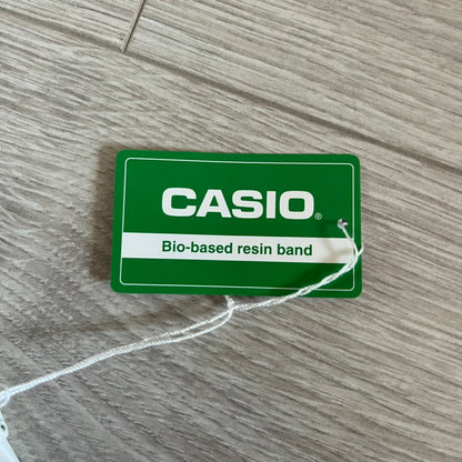 Custom Casio F-91W White digital watch featuring a Gradient Red filter screen. Slim 8.5 mm profile, lightweight 21 g build and flexible bio-based resin band ensure lasting comfort. Includes alarm, stopwatch, and microlight function for everyday functionality.