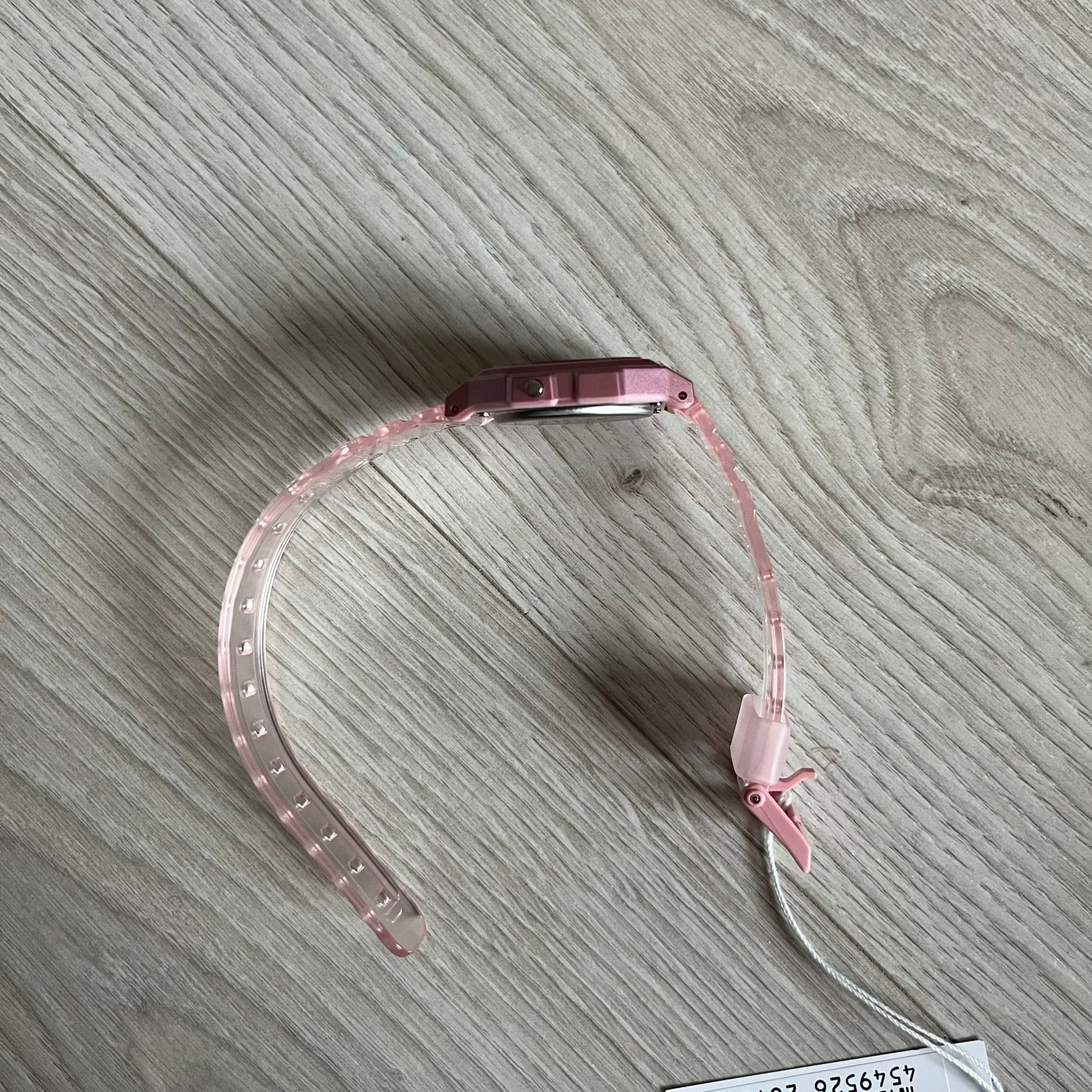 Custom Casio F-91W Pink digital watch featuring a Anime Eyes filter screen. Slim 8.5 mm profile, lightweight 21 g build and flexible bio-based resin band ensure lasting comfort. Includes alarm, stopwatch, and microlight function for everyday functionality.