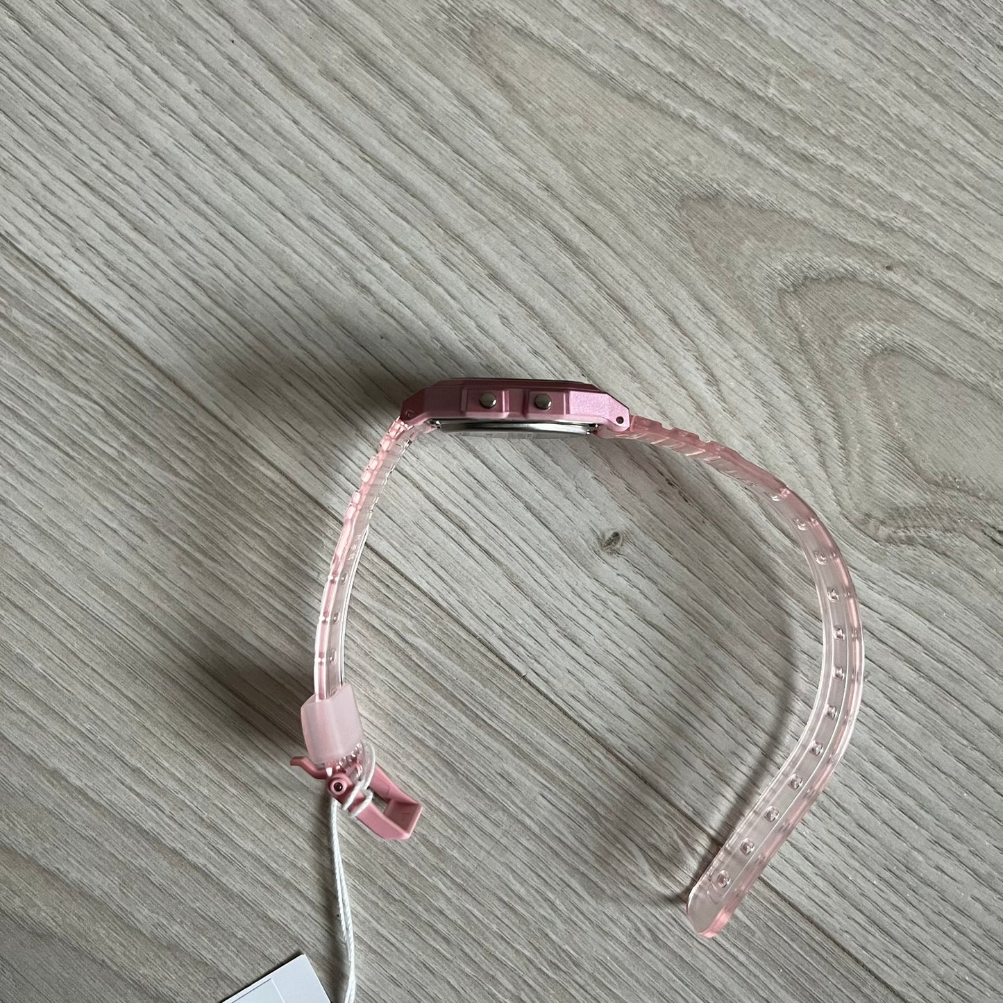 Custom Casio F-91W Pink digital watch featuring a Anime Eyes filter screen. Slim 8.5 mm profile, lightweight 21 g build and flexible bio-based resin band ensure lasting comfort. Includes alarm, stopwatch, and microlight function for everyday functionality.